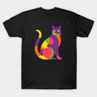 Abstract Shapes Cat purple T-Shirt